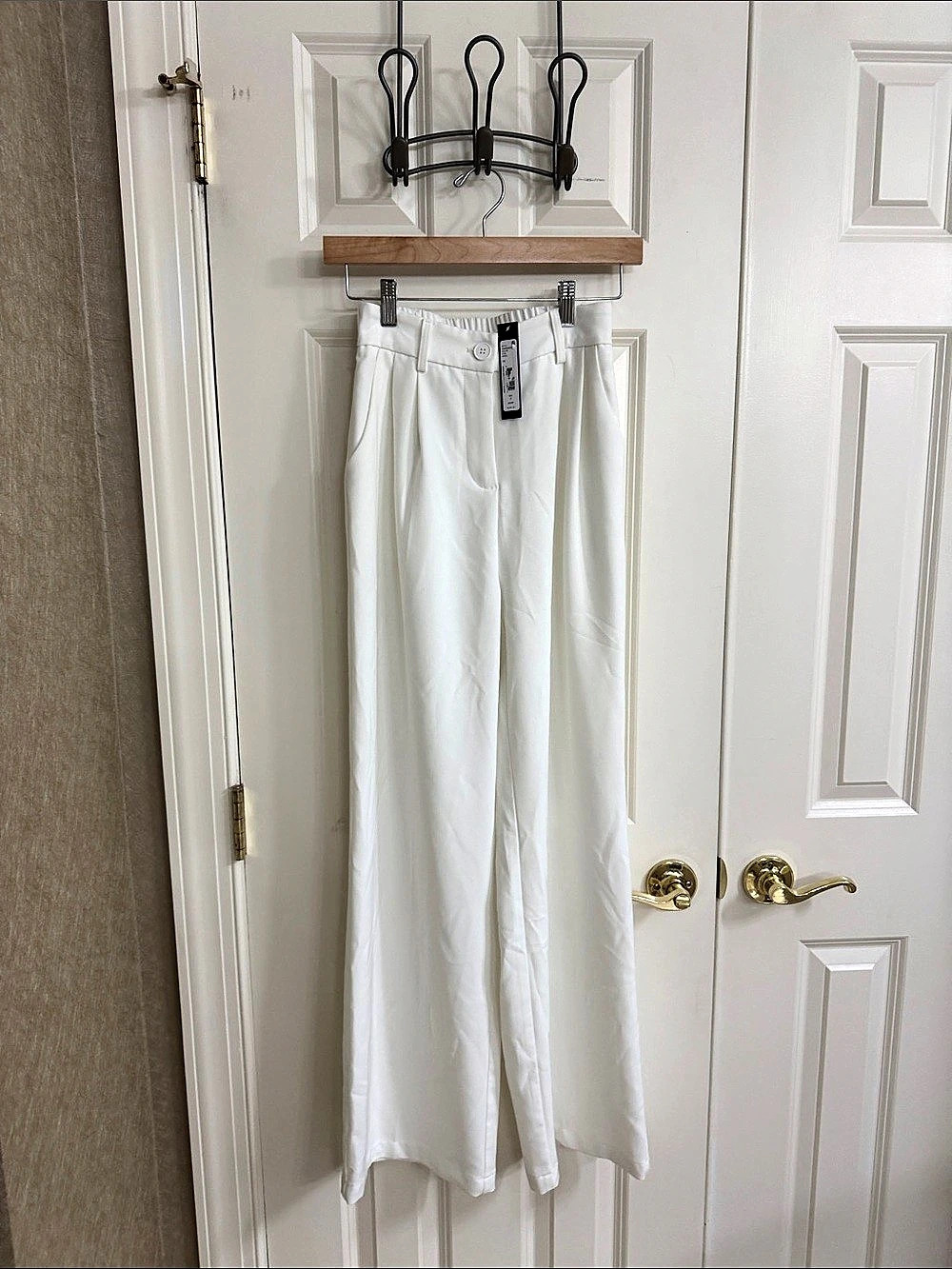 alice + olivia Dylan High Waisted Wide Leg Pant White Medium NWT
